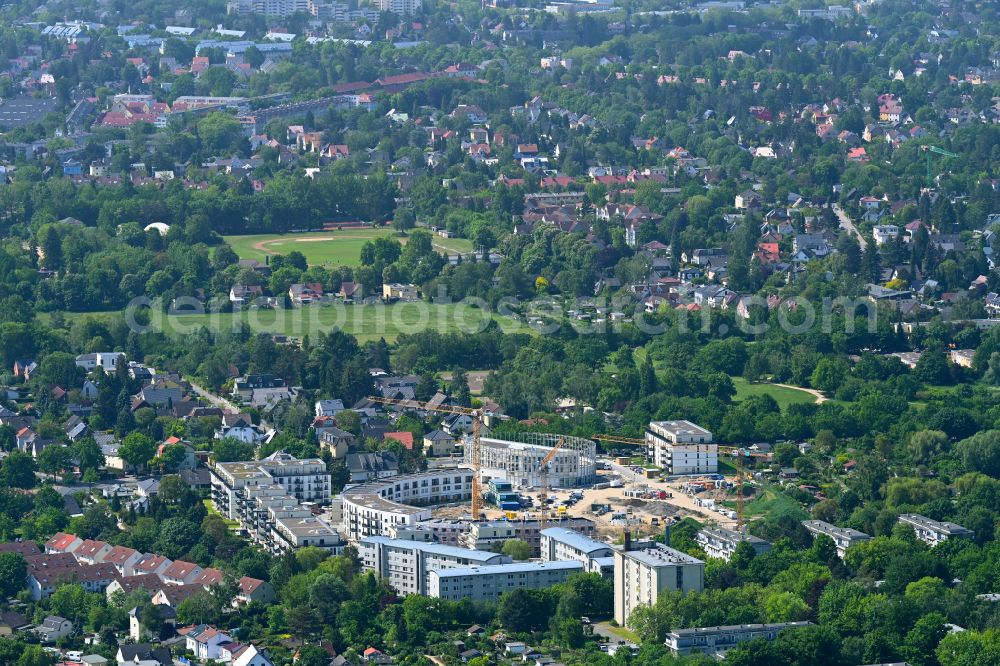 Berlin from above - Construction site to build a new multi-family residential complex HUGOS of Bonava Deutschland GmbH on Britzer Strasse in the district Mariendorf in Berlin, Germany