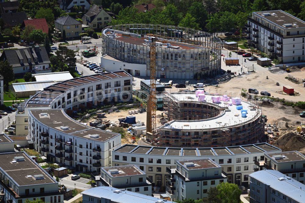 Aerial photograph Berlin - Construction site to build a new multi-family residential complex HUGOS of Bonava Deutschland GmbH on Britzer Strasse in the district Mariendorf in Berlin, Germany