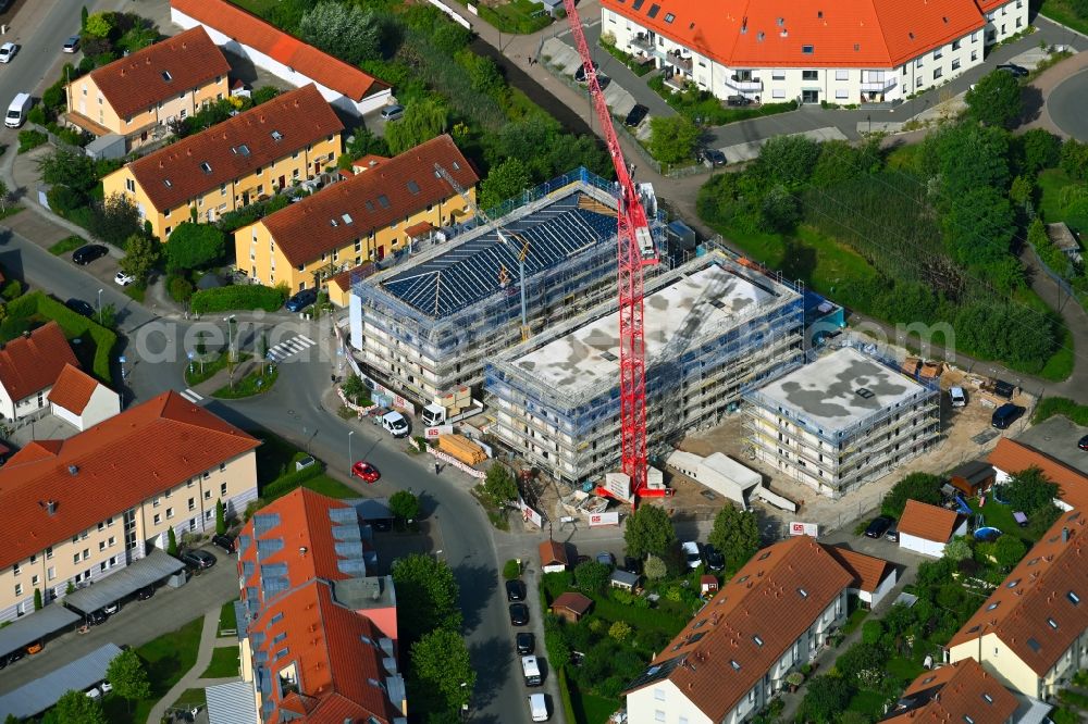 Baiersdorf from above - Construction site to build a new multi-family residential complex in the Hut in Baiersdorf in the state Bavaria, Germany