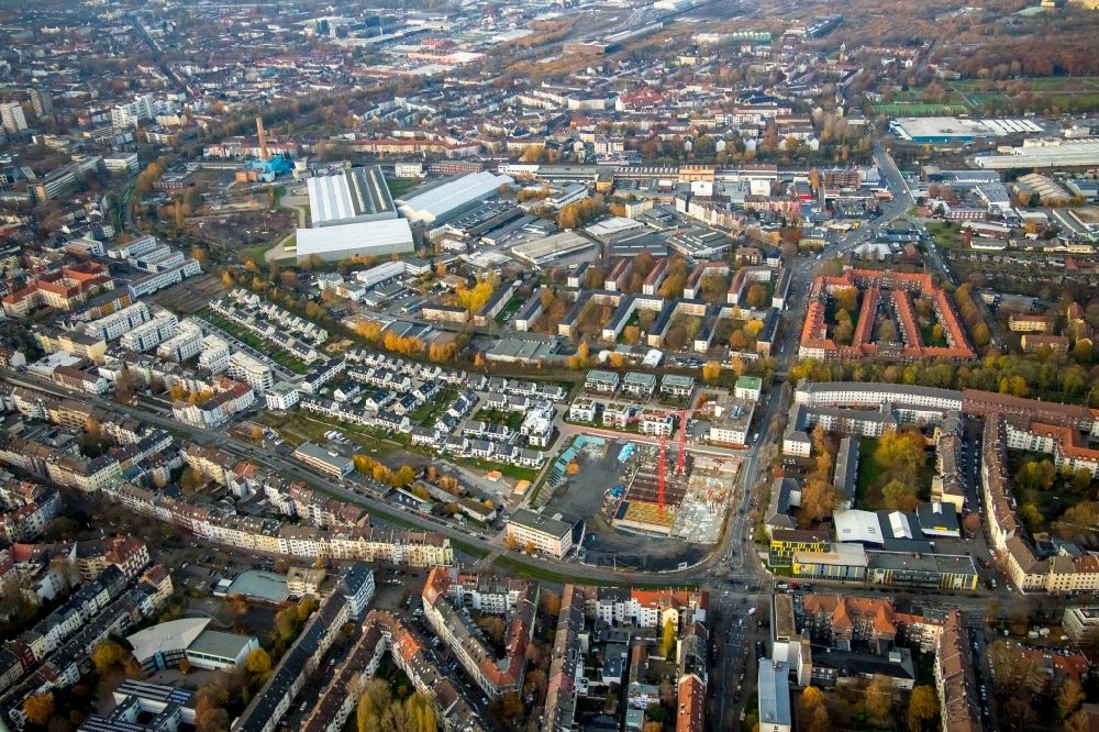 Aerial photograph Dortmund - Construction site to build a new multi-family residential complex Kaiser-Quartier on Kloennestrasse in Dortmund in the state North Rhine-Westphalia, Germany