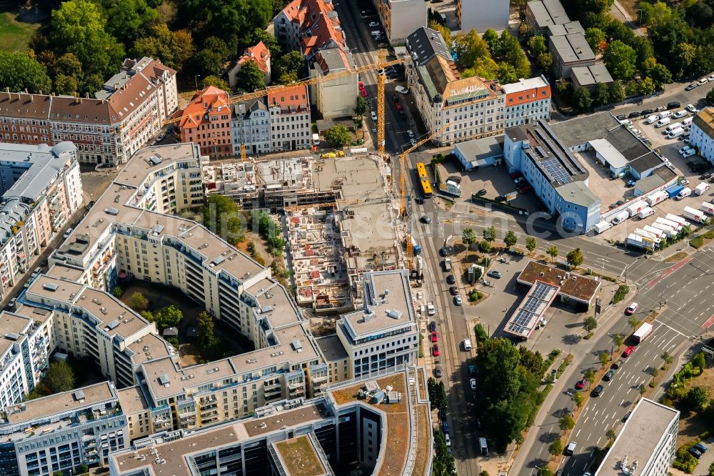 Aerial photograph Leipzig - Construction site to build a new multi-family residential complex Konstantinum on Kohlgartenstrasse - Konstantinstrasse in Leipzig in the state Saxony, Germany
