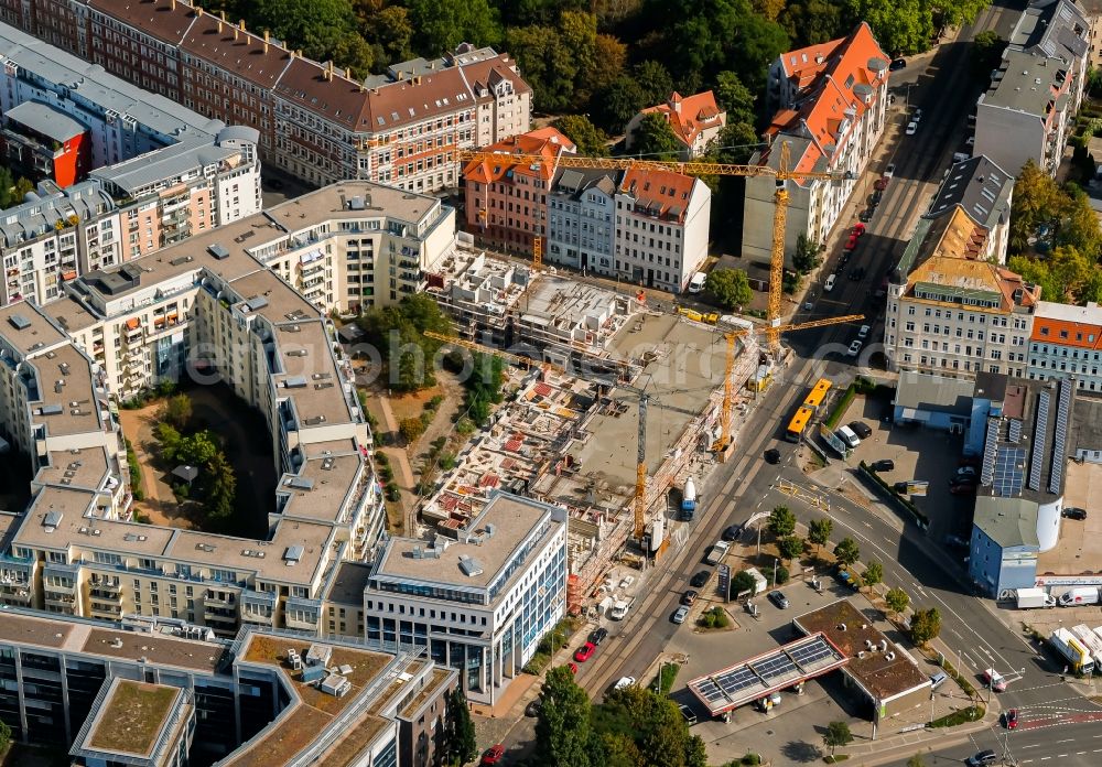 Leipzig from above - Construction site to build a new multi-family residential complex Konstantinum on Kohlgartenstrasse - Konstantinstrasse in Leipzig in the state Saxony, Germany