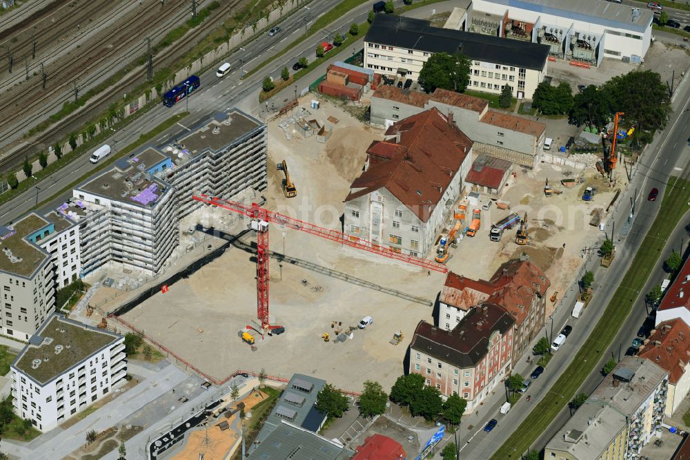 Aerial image München - Construction site to build a new multi-family residential complex Kuvertfabrik in the district Pasing-Obermenzing in Munich in the state Bavaria, Germany
