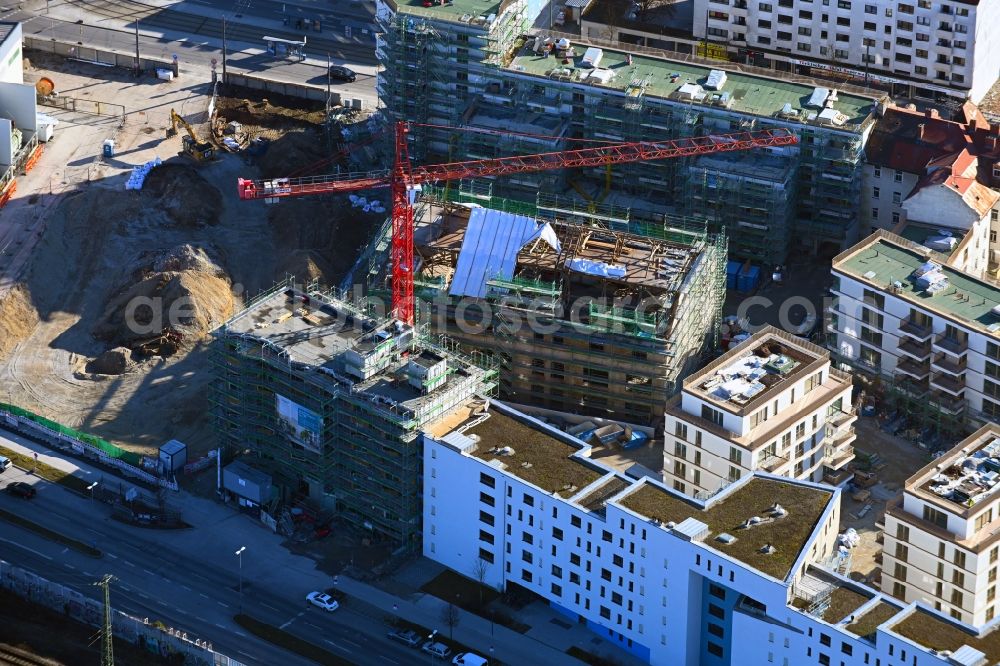 Aerial image München - Construction site to build a new multi-family residential complex Kuvertfabrik in the district Pasing-Obermenzing in Munich in the state Bavaria, Germany