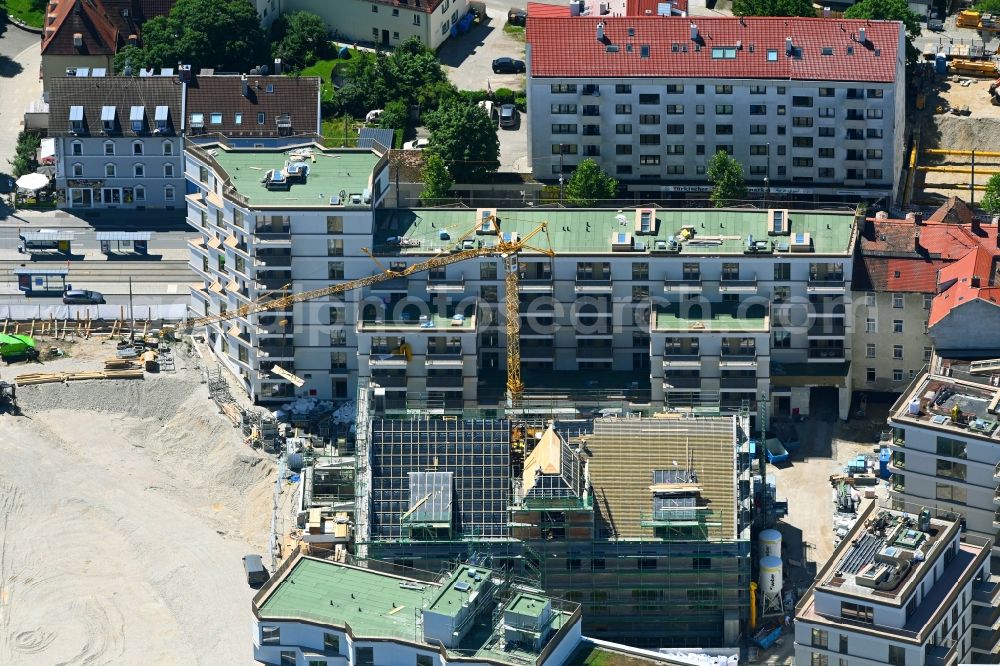 Aerial photograph München - Construction site to build a new multi-family residential complex Kuvertfabrik in the district Pasing-Obermenzing in Munich in the state Bavaria, Germany