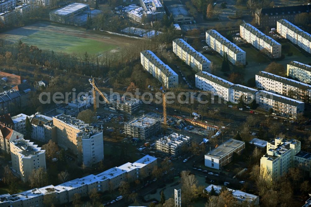 Aerial photograph Berlin - Construction site to build a new multi-family residential complex on Mudrastrasse in the district Lankwitz in Berlin, Germany