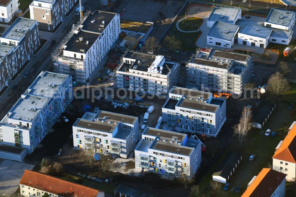 Aerial image Erfurt - Construction site to build a new multi-family residential complex Lassallestrasse in Johannesvorstadt in Erfurt in the state Thuringia