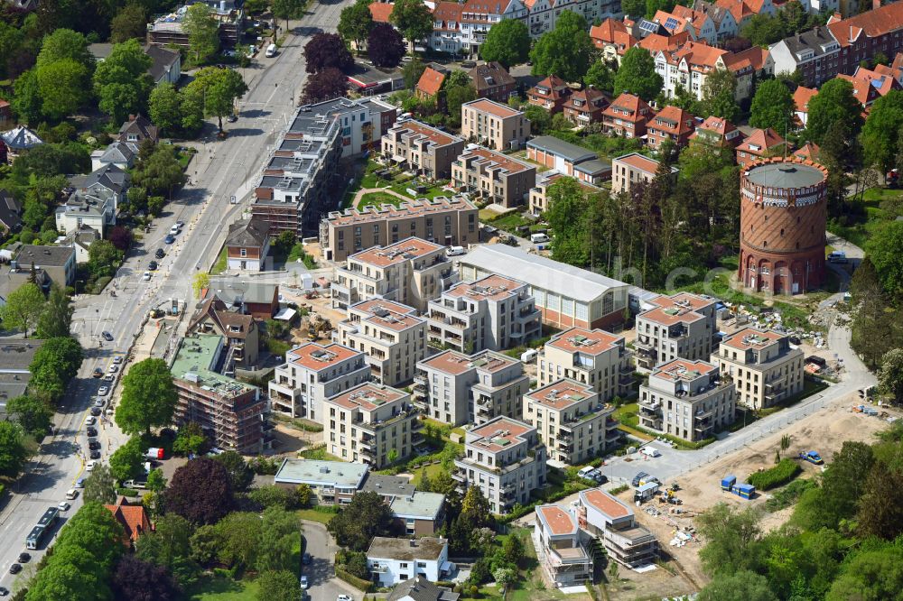Lübeck from above - Construction site to build a new multi-family residential complex on Ratzeburger Allee - Zum Wasserspeicher in Luebeck in the state Schleswig-Holstein, Germany