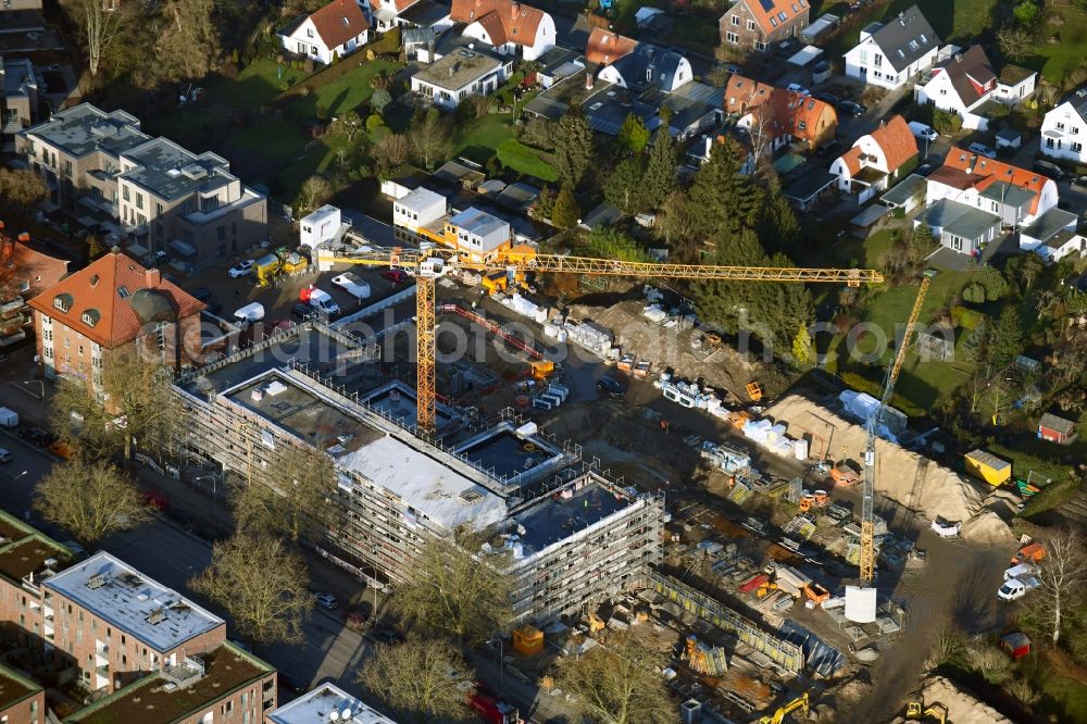 Aerial image Lübeck - Construction site to build a new multi-family residential complex of LUeBECKER BAUVEREIN eG on Ratzeburger Allee in Luebeck in the state Schleswig-Holstein, Germany