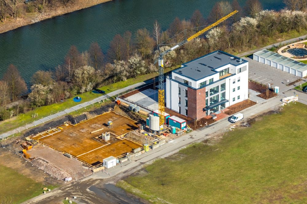 Gelsenkirchen from above - Construction site to build a new multi-family residential complex of the Graf Bismarck on Luebecker Strasse in Gelsenkirchen in the state North Rhine-Westphalia, Germany