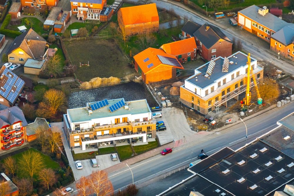 Aerial image Nordkirchen - Construction site to build a new multi-family residential complex on Luedinghauser Strasse in Nordkirchen in the state North Rhine-Westphalia, Germany