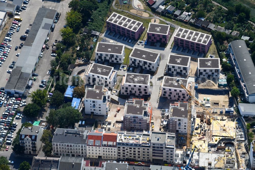 Aerial image Berlin - Construction site to build a new multi-family residential complex Das Lichtenhain on Lueckstrasse - Im Lichtenhain in the district Lichtenberg in Berlin, Germany