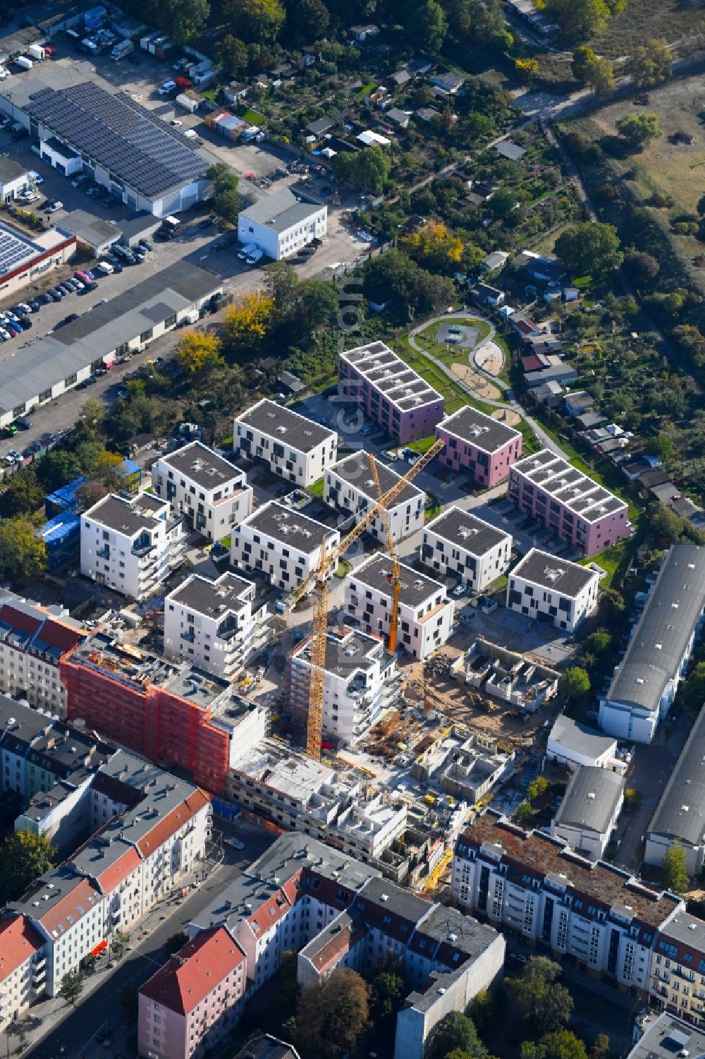 Aerial photograph Berlin - Construction site to build a new multi-family residential complex Das Lichtenhain on Lueckstrasse - Im Lichtenhain in the district Lichtenberg in Berlin, Germany
