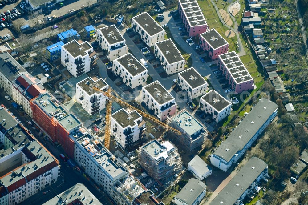 Aerial photograph Berlin - Construction site to build a new multi-family residential complex Das Lichtenhain on Lueckstrasse - Im Lichtenhain in the district Lichtenberg in Berlin, Germany