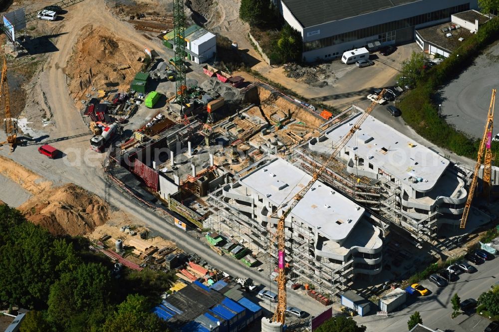Bietigheim-Bissingen from the bird's eye view: Construction site to build a new multi-family residential complex Lothar-Spaeth-Carre on Gartenstrasse in Bietigheim-Bissingen in the state Baden-Wuerttemberg, Germany