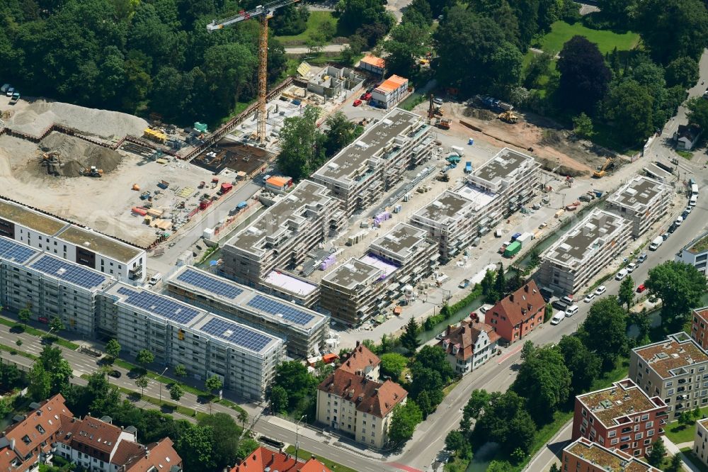 Augsburg from above - Construction site to build a new multi-family residential complex of Martini GmbH & Co. KG on Nagahama-Allee in Augsburg in the state Bavaria, Germany