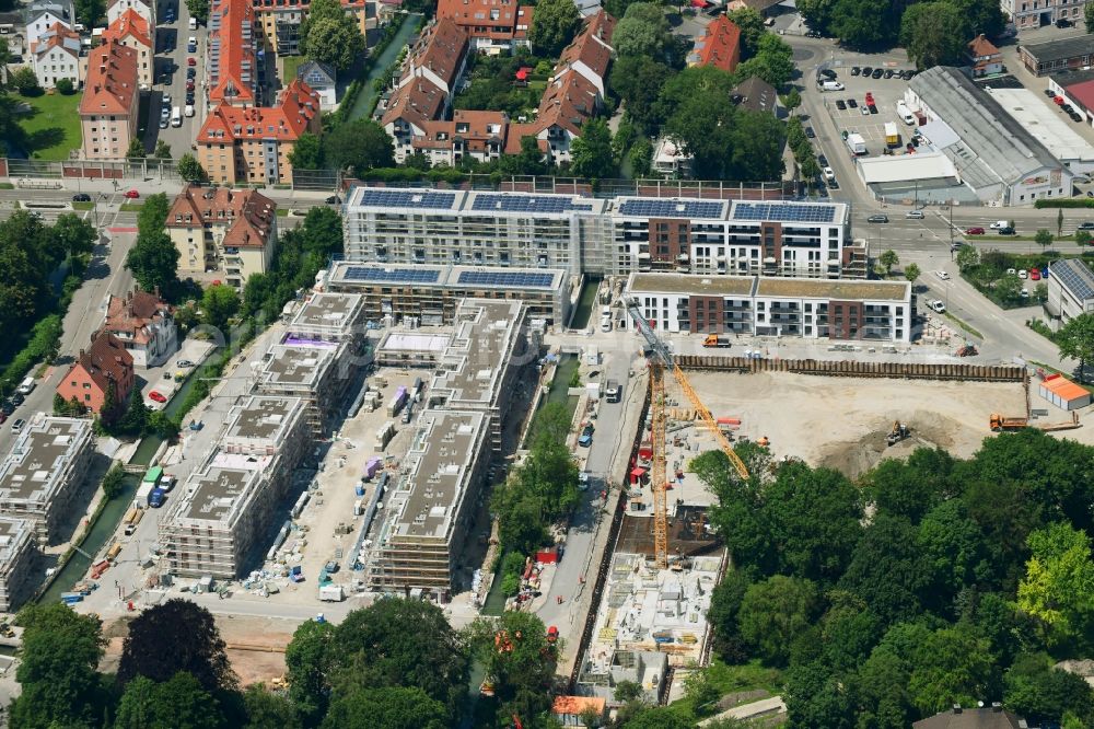 Aerial photograph Augsburg - Construction site to build a new multi-family residential complex of Martini GmbH & Co. KG on Nagahama-Allee in Augsburg in the state Bavaria, Germany