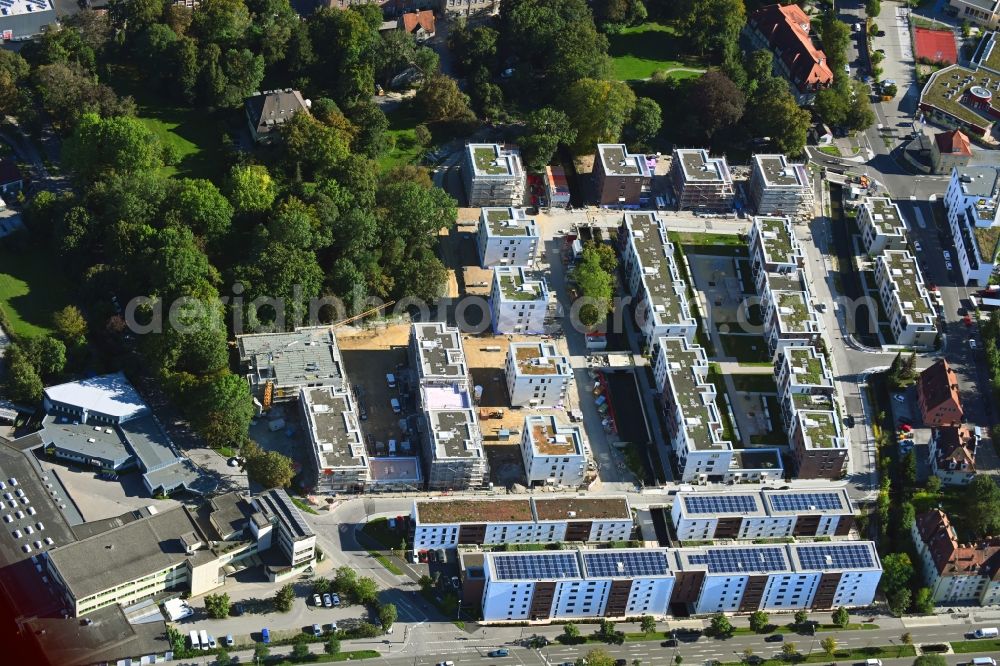 Aerial image Augsburg - Construction site to build a new multi-family residential complex of Martini GmbH & Co. KG on Nagahama-Allee in Augsburg in the state Bavaria, Germany