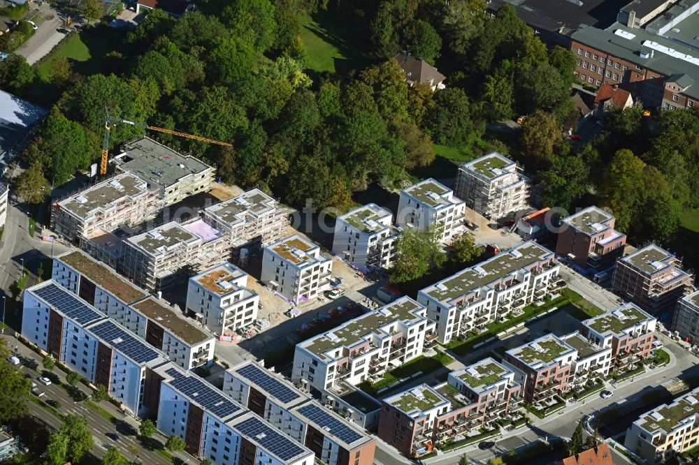 Augsburg from above - Construction site to build a new multi-family residential complex of Martini GmbH & Co. KG on Nagahama-Allee in Augsburg in the state Bavaria, Germany