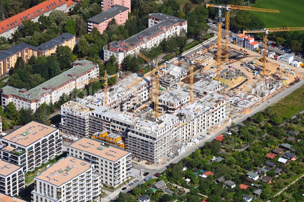 Berlin from the bird's eye view: Construction site to build a new multi-family residential complex Maximilians Quartier on Forckenbeckstrasse in the district Wilmersdorf - Schmargendorf in Berlin, Germany