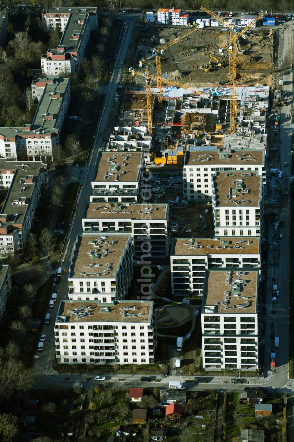 Berlin from the bird's eye view: Construction site to build a new multi-family residential complex Maximilians Quartier on Forckenbeckstrasse in the district Schmargendorf in Berlin, Germany