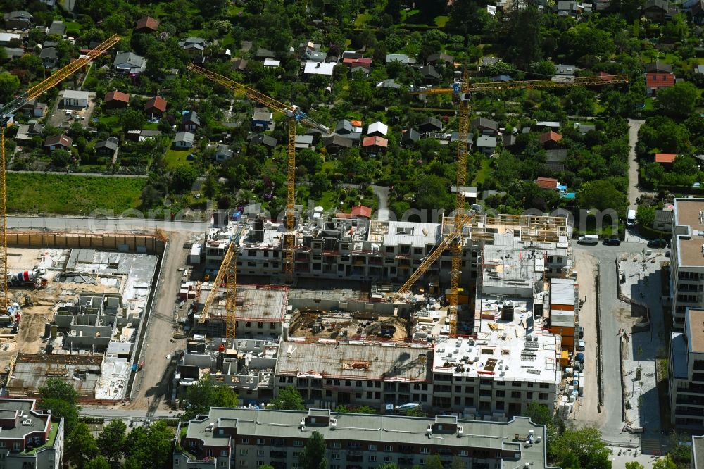 Berlin from above - Construction site for the construction of an apartment building Maximilians Quartier on Forckenbeckstrasse in the Schmargendorf district in Berlin, Germany