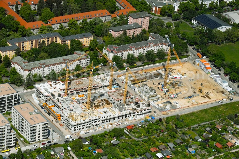 Berlin from the bird's eye view: Construction site for the construction of an apartment building Maximilians Quartier on Forckenbeckstrasse in the Schmargendorf district in Berlin, Germany