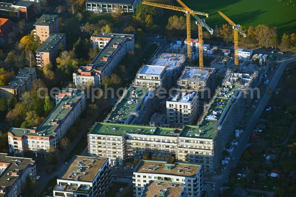 Aerial photograph Berlin - Construction site for the construction of an apartment building Maximilians Quartier on Forckenbeckstrasse in the Schmargendorf district in Berlin, Germany