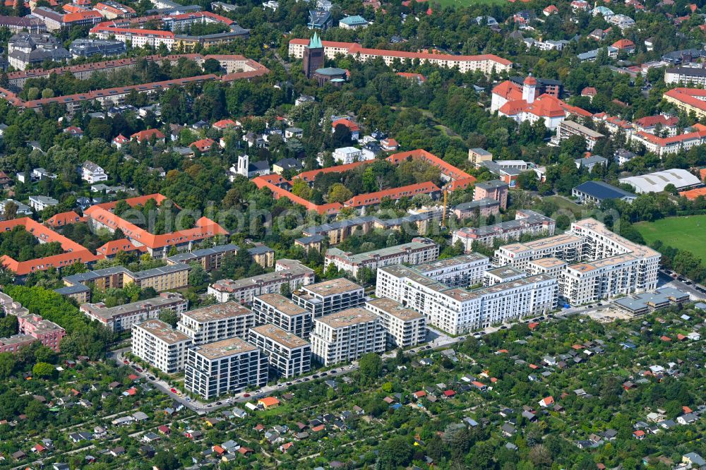 Aerial photograph Berlin - Construction site for the construction of an apartment building Maximilians Quartier on Forckenbeckstrasse in the Schmargendorf district in Berlin, Germany