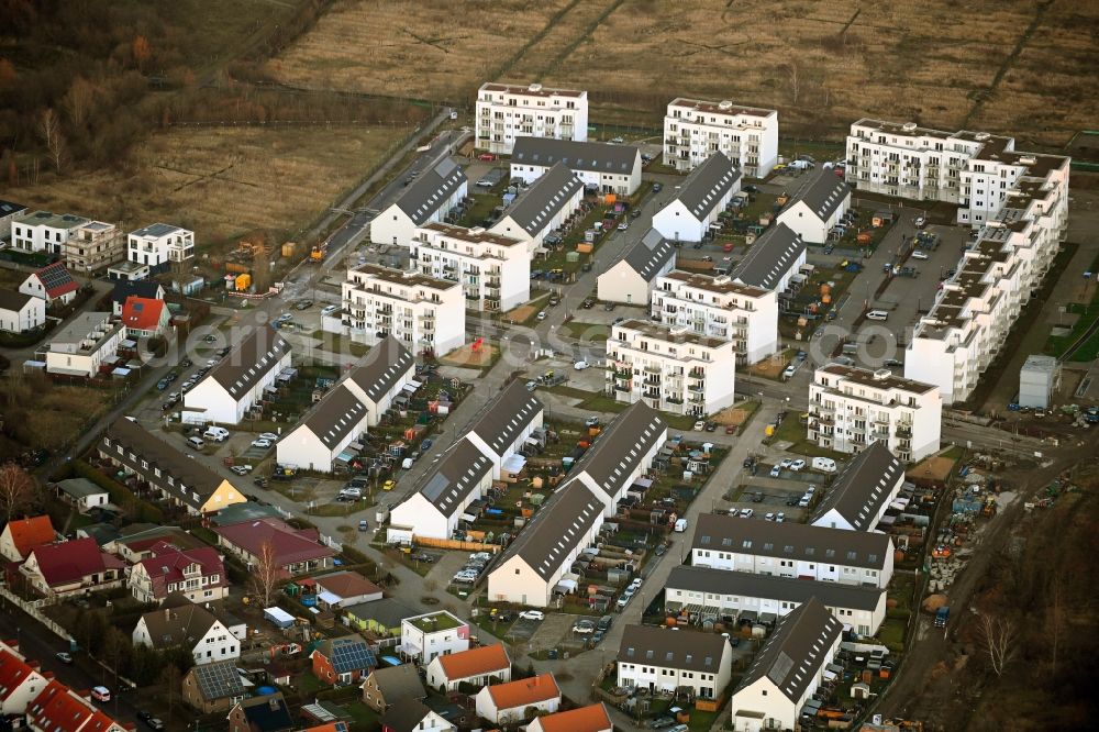 Aerial photograph Berlin - Construction site to build a new multi-family residential complex MEIN FALKENBERG in the district Falkenberg in Berlin, Germany