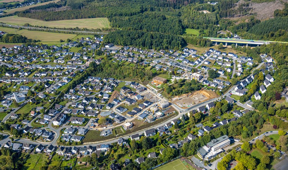 Aerial photograph Meschede - Construction site to build a new multi-family residential complex on Waldstrasse in Meschede at Sauerland in the state North Rhine-Westphalia, Germany