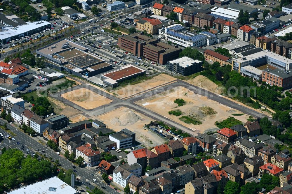 Braunschweig from the bird's eye view: Construction site to build a new multi-family residential complex on Mittelweg in the district Nordstadt in Brunswick in the state Lower Saxony, Germany