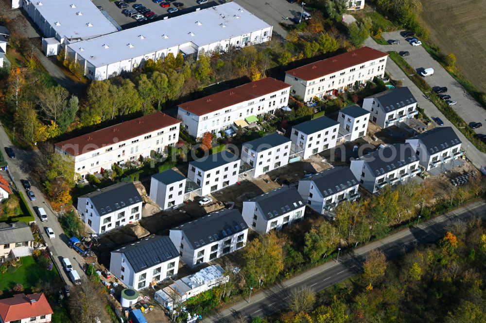 Aerial image Berlin - Construction site to build a new multi-family residential complex Am Niederfeld - Rosenhagener Strasse - Hohenseeweg - Steffenshagener Strasse on street Am Niederfeld in the district Kaulsdorf in Berlin, Germany