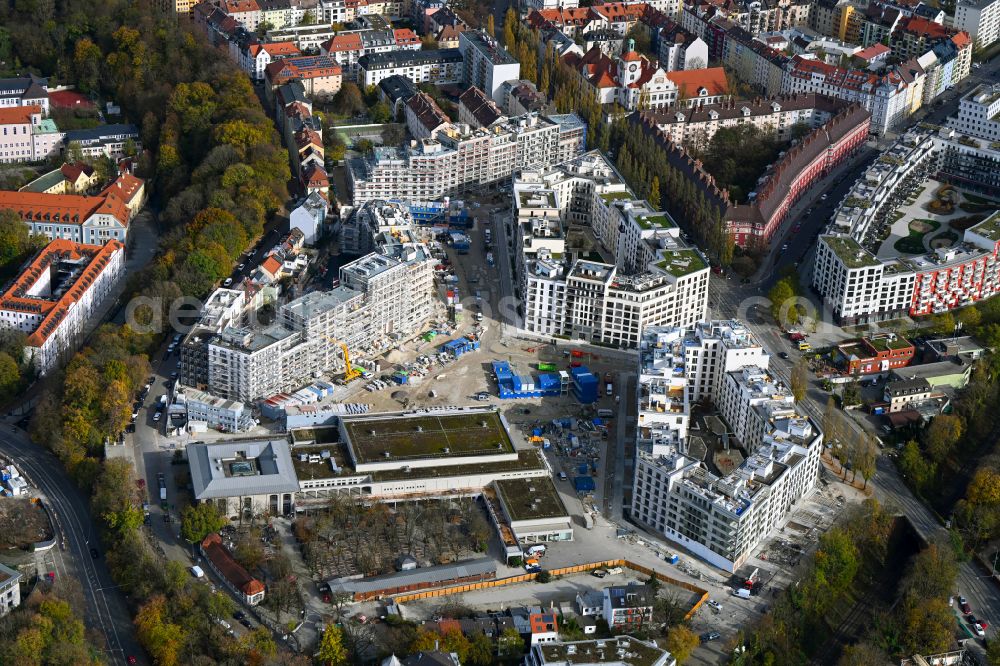 München from the bird's eye view: Construction site to build a new multi-family residential complex Am Nockherberg between Regerstrasse - Hochstrasse - Hiendlmayrstrasse in the district Au-Haidhausen in Munich in the state Bavaria, Germany