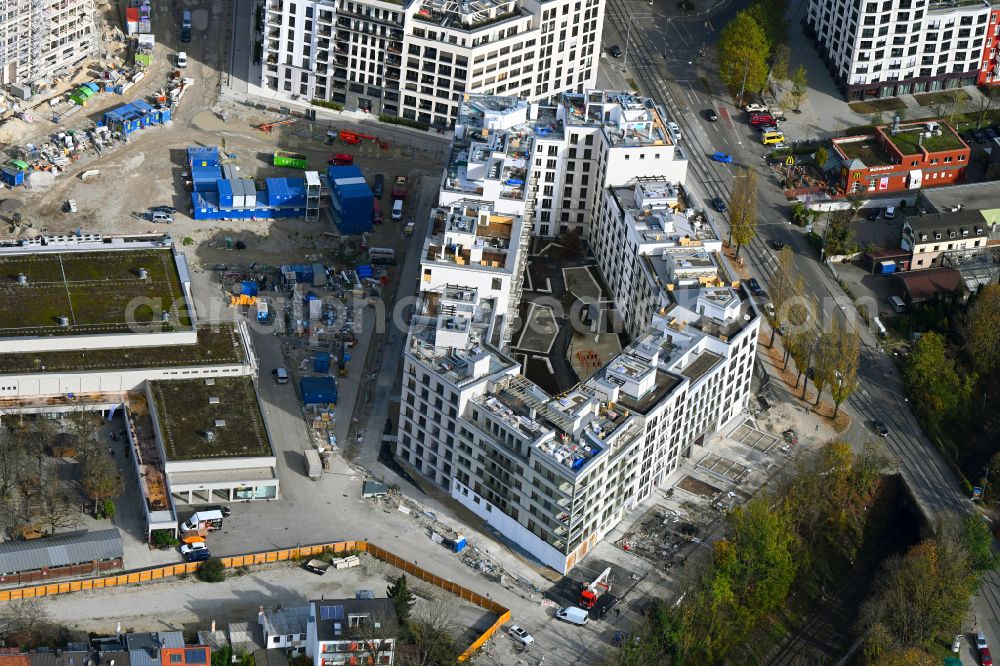 München from above - Construction site to build a new multi-family residential complex Am Nockherberg between Regerstrasse - Hochstrasse - Hiendlmayrstrasse in the district Au-Haidhausen in Munich in the state Bavaria, Germany