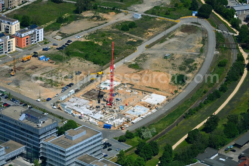 Aerial photograph Braunschweig - Construction site to build a new multi-family residential complex on Nordpark in the district Nordstadt in Brunswick in the state Lower Saxony, Germany