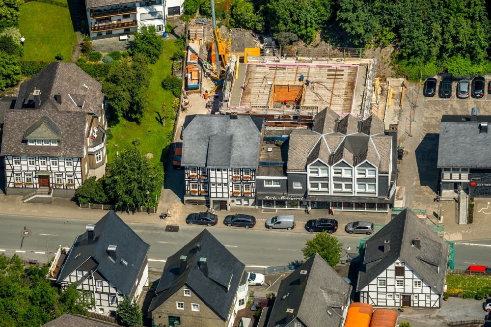 Schmallenberg from above - Construction site to build a new multi-family residential complex Im Ohle in Schmallenberg in the state North Rhine-Westphalia, Germany