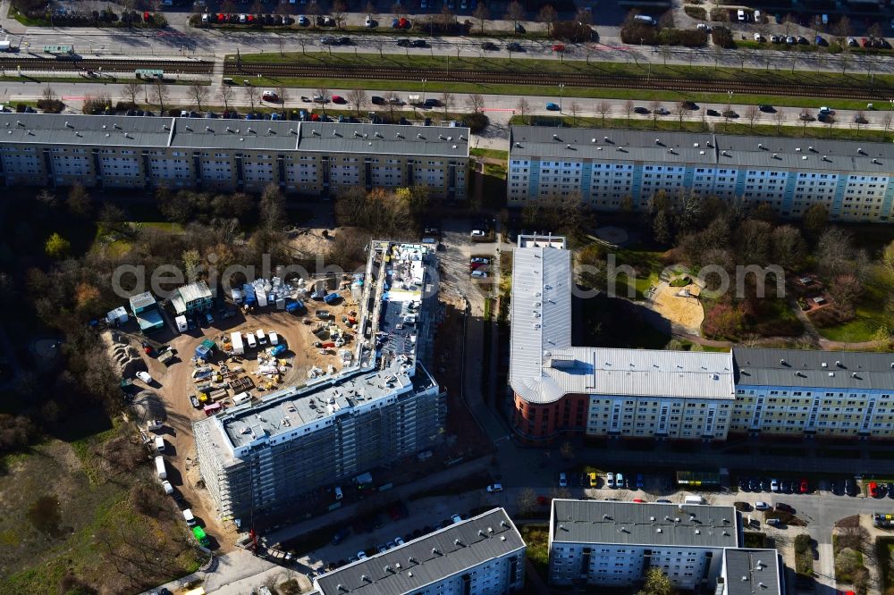 Berlin from above - Construction site to build a new multi-family residential complex Martin-Riesenburger-Strasse in the district Hellersdorf in Berlin, Germany
