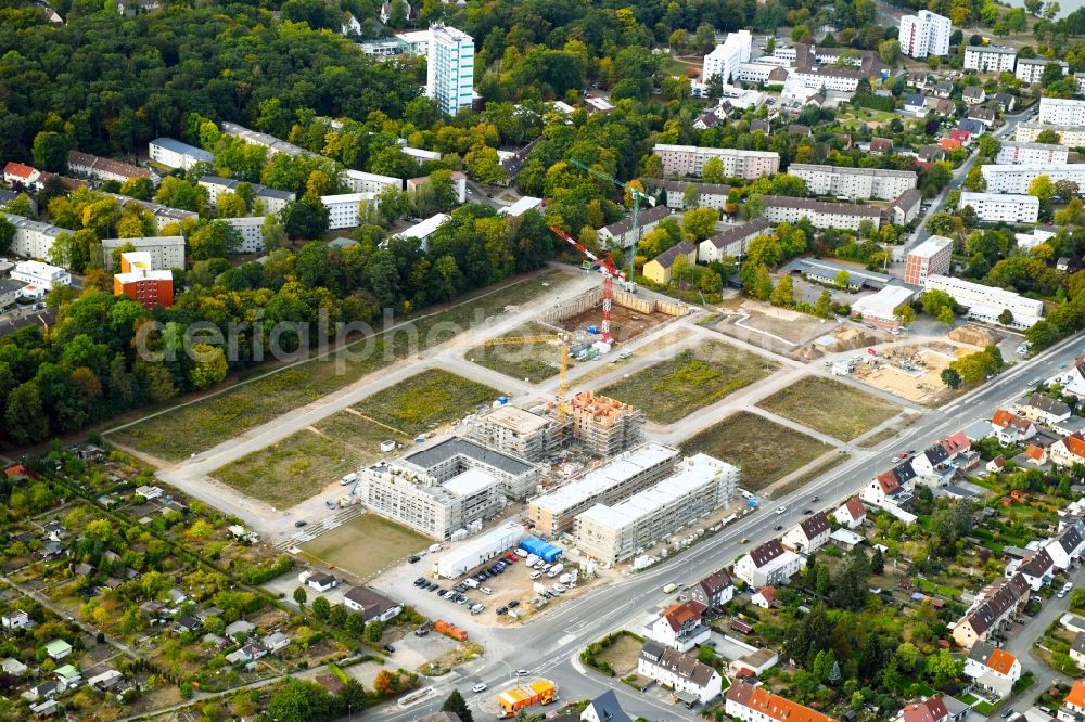 Aerial image Wolfsburg - Construction site to build a new multi-family residential complex Reislinger Strasse - Hellwinkel Terassen - Nelkenweg - Lerchenweg in the district Hellwinkel in Wolfsburg in the state Lower Saxony, Germany