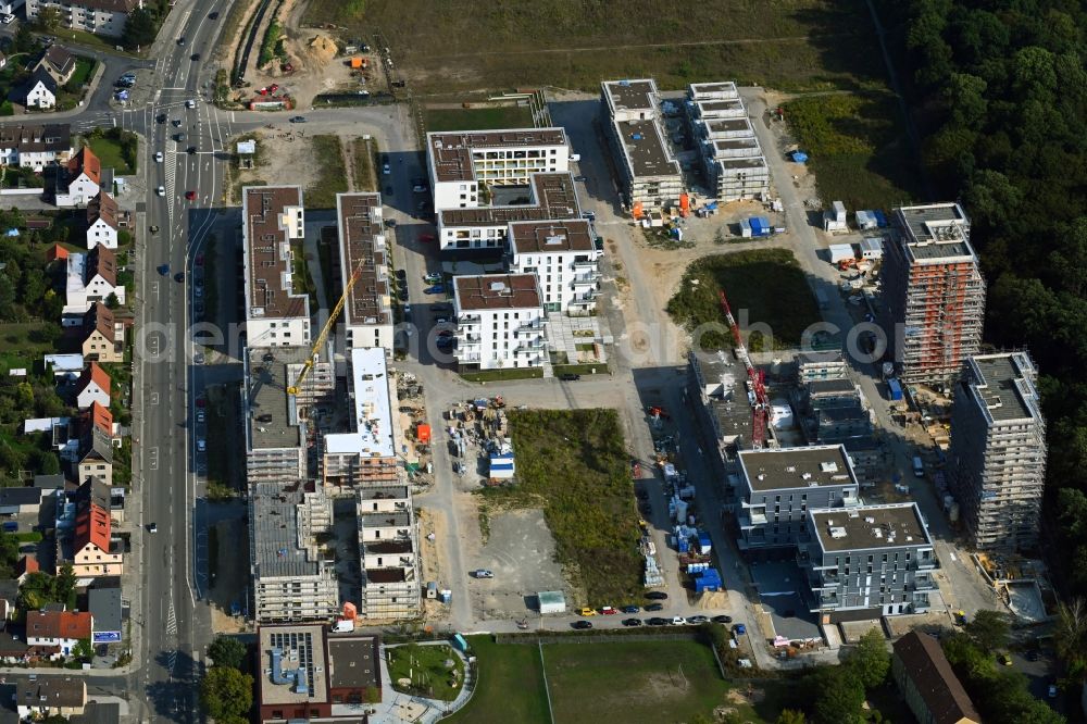 Wolfsburg from above - Construction site to build a new multi-family residential complex Reislinger Strasse - Hellwinkel Terassen - Nelkenweg - Lerchenweg in the district Hellwinkel in Wolfsburg in the state Lower Saxony, Germany
