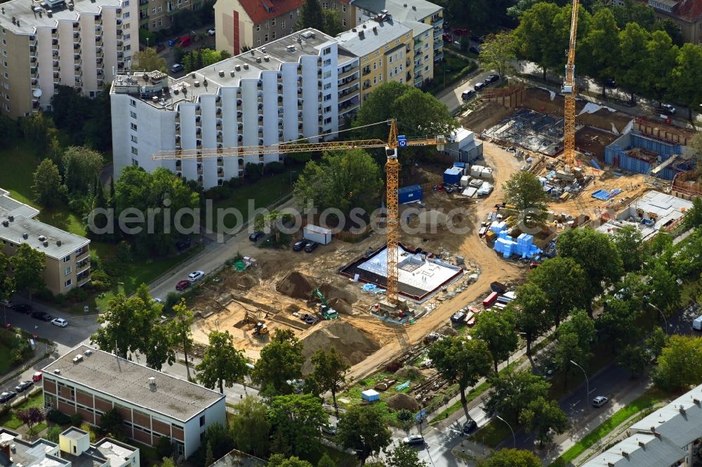 Aerial image Berlin - Construction site to build a new multi-family residential complex Malteserstrasse - Emmichstrasse - Murdastrasse in the district Lankwitz in Berlin, Germany