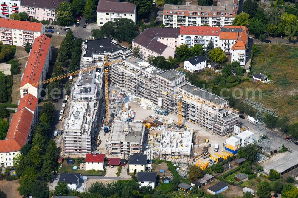 Aerial image Berlin - Construction site to build a new multi-family residential complex Odinstrasse - Rienzistrasse in the district Lichtenberg in Berlin, Germany