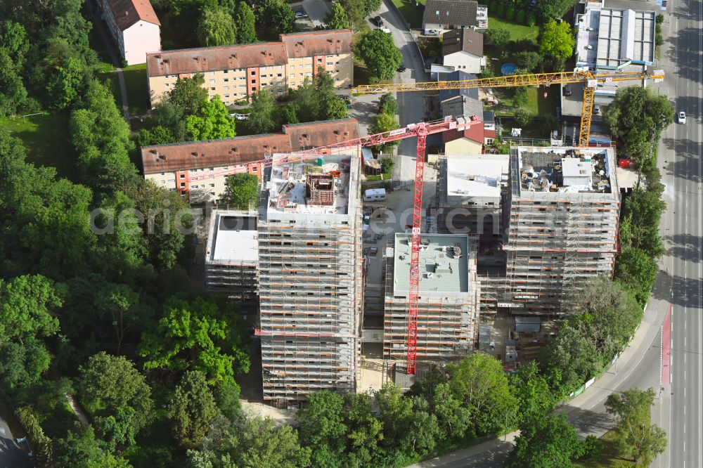 Aerial image Ingolstadt - Construction site to build a new multi-family residential complex on Stargarder Strasse - Suedliche Ringstrasse in the district Monikaviertel in Ingolstadt in the state Bavaria, Germany