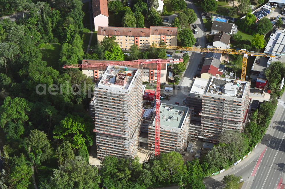 Aerial photograph Ingolstadt - Construction site to build a new multi-family residential complex on Stargarder Strasse - Suedliche Ringstrasse in the district Monikaviertel in Ingolstadt in the state Bavaria, Germany
