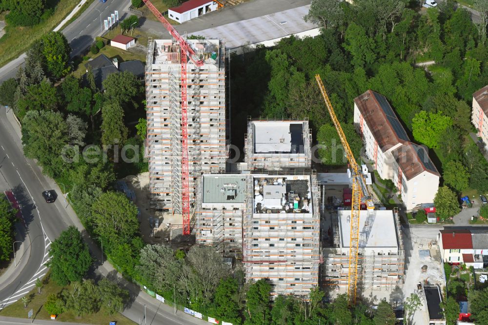 Aerial image Ingolstadt - Construction site to build a new multi-family residential complex on Stargarder Strasse - Suedliche Ringstrasse in the district Monikaviertel in Ingolstadt in the state Bavaria, Germany