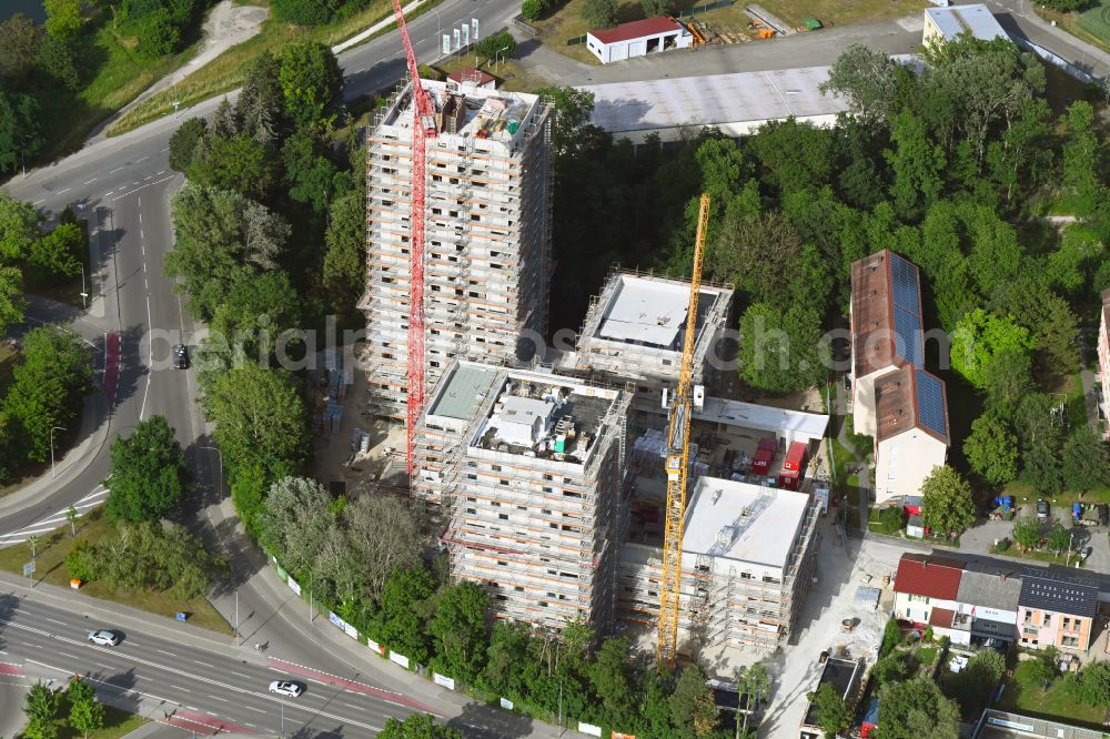 Aerial photograph Ingolstadt - Construction site to build a new multi-family residential complex on Stargarder Strasse - Suedliche Ringstrasse in the district Monikaviertel in Ingolstadt in the state Bavaria, Germany