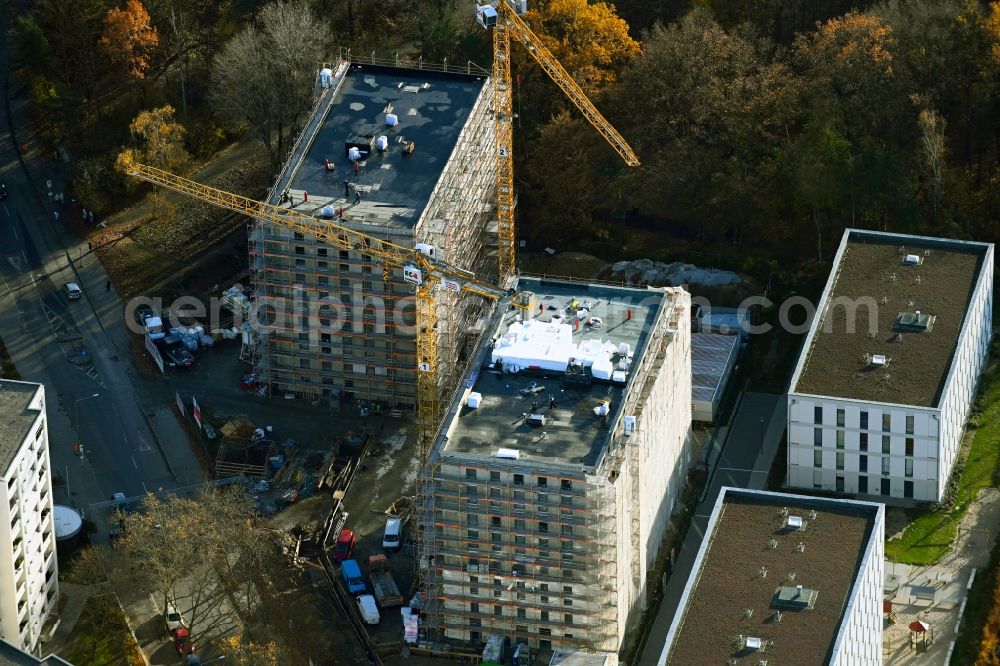 Aerial photograph Berlin - Construction site to build a new multi-family residential complex on Senftenberger Ring in the district Maerkisches Viertel in Berlin, Germany