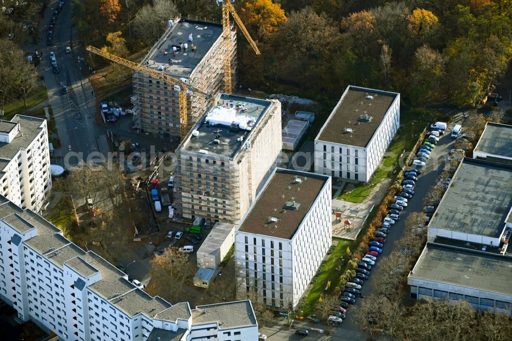 Aerial photograph Berlin - Construction site to build a new multi-family residential complex on Senftenberger Ring in the district Maerkisches Viertel in Berlin, Germany