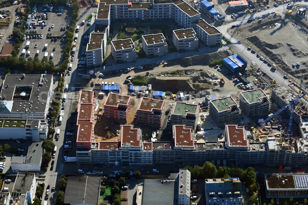 Aerial image München - Construction site to build a new multi-family residential complex on Peter-Anders-Strasse in the district Pasing-Obermenzing in Munich in the state Bavaria, Germany
