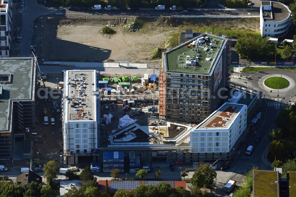 Aerial photograph München - Construction site to build a new multi-family residential complex of MuenchenBau GmbH on Berduxstrasse in the district Pasing-Obermenzing in Munich in the state Bavaria, Germany